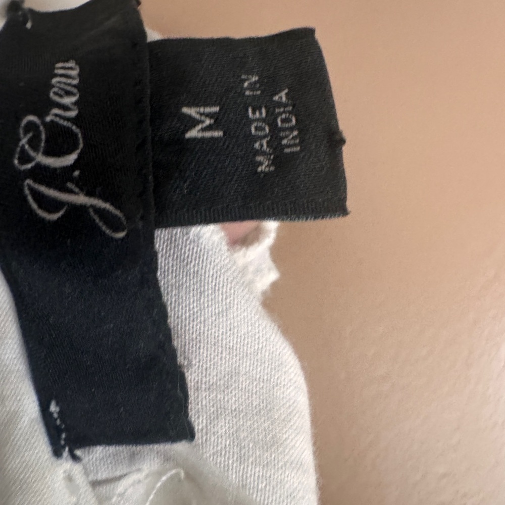 J.CREW RUFFLE NECK LONG SLEEVE EYELET TOP IN IVORY MEDIUM USED - Picture 7 of 8